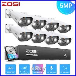 5mp Zosi Cctv Poe Camera System Kit 4k Nvr 2tb Color Night Vision Outdoor Audio