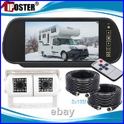7Mirror Monitor White Twin CCD Rear view Reversing Backup Camera Kit Fit RV Bus