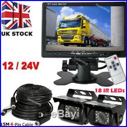 7 Dual RearView Backup Reverse Camera Monitor Parking Kit for Truck Van Trailer