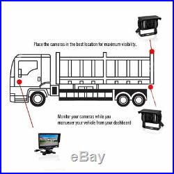 7 Dual RearView Backup Reverse Camera Monitor Parking Kit for Truck Van Trailer