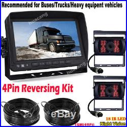 7 HD Back up Monitor Dual Rear View Reversing Camera Kit for Truck Trailer Bus
