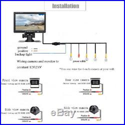 7 HD Quad Split Monitor&4 Backup Camera Kit IR Night Vision For Car Trailer Bus