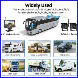 7 Monitor 2x Wireless Rear View Reverse Camera Kit for Lorry Truck Van Bus RVs