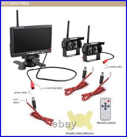 7 Monitor 2x Wireless Rear View Reverse Camera Kit for Lorry Truck Van Bus RVs