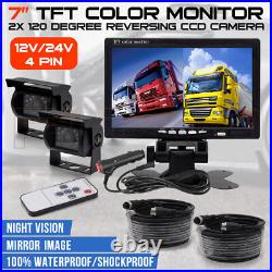 7 Monitor Split 2 Screen Reversing 2 Camera IR CCD 4PIN Kit For Truck Caravan