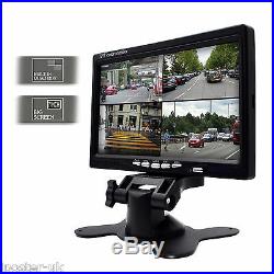 7 Quad Monitor 4x Rear View Camera For Truck Backup CCD Camera Split Screen Kit