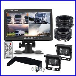 7 Quad Monitor Split Screen Reversing 2 Camera IR CCD 4PIN Kit RV Truck 24V/12V