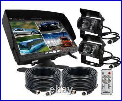 7 Quad Monitor Split Screen Reversing 2 Camera IR CCD 4PIN Kit RV Truck 24V/12V