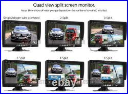 7 Quad Monitor Split Screen Reversing 3 Camera IR CCD 4PIN Kit Truck 24V/12V