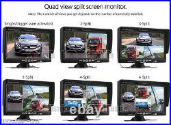 7 Quad Monitor Split Screen Reversing 4 Camera IR CCD 4PIN HD Kit Truck 24V/12V