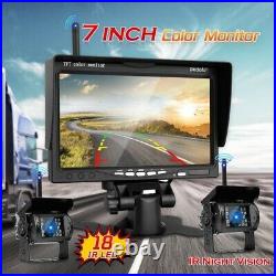 7 Wireless Monitor Rear View +Reversing Camera Night Vision Kit Bus Truck RV