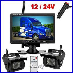 7 Wireless Rear View Kit HD Monitor + Truck Caravan Van RVs Dual Reverse Camera