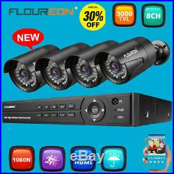 8CH 1080P DVR CCTV Security CCTV System Kit with 3000TVL 1080P IR Night Cameras