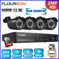 8CH 1080P DVR IR Camera Outdoor Night Vision CCTV Security System Kit With HDD