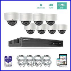 8CH 4K NVR PoE IP Security Camera System Kit with 2TB HDD and 8 Dome Cameras