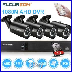 8CH CCTV 1080P DVR Night Vision Camera Outdoor 1TB HDD Home Security System Kit