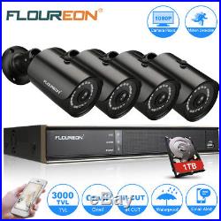 8CH CCTV 1080P DVR Night Vision Camera Outdoor 1TB HDD Home Security System Kit
