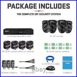 8CH DVR 1080P HD CCTV System kit Home Outdoor 2MP Security Camera Night Vision