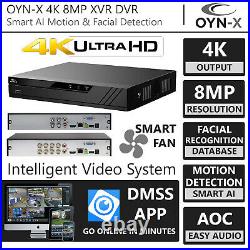8MP CCTV System 4K UHD 4CH 8CH OYN-X DVR Audio Turret Camera HDMI Kit UK Trade