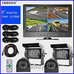 9 Monitor Split 4 Screen 4 AHD Car Rear View Reversing Camera Kit For Truck Van