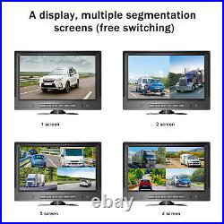 9 Monitor Split 4 Screen + 4 Rear View Parking AHD Camera Kit For BUS Van Truck
