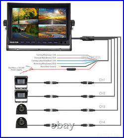 9 Quad Monitor DVR +4AHD 1080P 2M Color Reversing Camera Kit For Truck Caravan