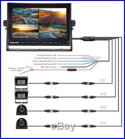 9 Quad Monitor DVR Max 128GB AHD 1080P 2M Color Reversing Camera Kit For Truck