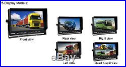 9 Quad Monitor DVR Video Recorder 32GB 4 x Camera Truck Backup CCD Camera Kit