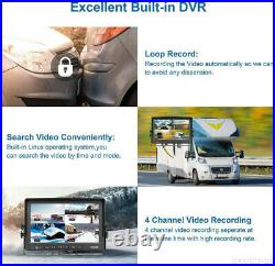 9 Quad Monitor DVR Video Recorder 4 x Side Cameras Truck Backup Camera System