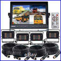 9 Quad Monitor For Truck Tractor Reversing Security 4x CCD Rear View Camera Kit