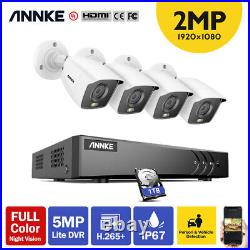 ANNKE 1080P CCTV System 8CH H. 265+ DVR Color Night Vision AI Human Detection Kit