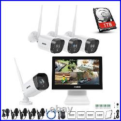 ANNKE 3MP 4CH Wireless CCTV Camera System Kit 10.1''LCD Monitor Night Vision Kit