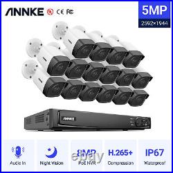 ANNKE 5MP POE CCTV Security System Audio In Outdoor IP Camera Night Vision Kit