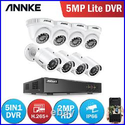 ANNKE 8X 3000TVL CCTV Outdoor Camera 8+2CH 5MP Lite DVR Home Security System Kit