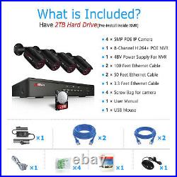 ANRAN 1920P POE Security IP Camera System CCTV Kit Outdoor 8CH NVR with 2TB HDD