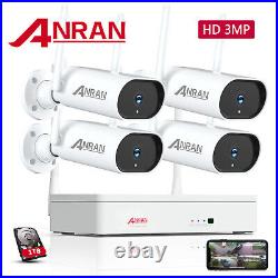 ANRAN WIFI Security Camera System Wireless 3MP 8CH NVR IR Night Kit 1TB HDD