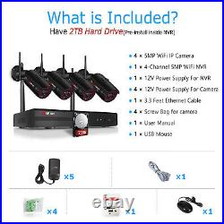 ANRAN WiFi Security Camera System Wireless Outdoor 5MP 2TB HDD NVR Home CCTV Kit