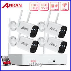 ANRAN Wireless Outdoor WiFi Security Camera System 8CH 3MP Camera Battery Solar
