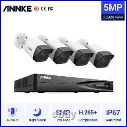 Annke 5mp Cctv System Poe Ip Camera Audio MIC 4k 4ch Video Nvr Night Vision Kit