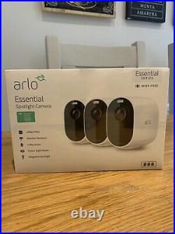 Arlo Essential Spotlight 3 Cameras Kit 1080p CCTV Wireless Security System New