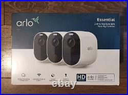 Arlo Essential Spotlight Outdoor Security Camera Wireless CCTV 3 Camera Kit