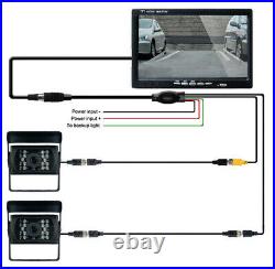 Bus Trailer Truck 7 Monitor Dual Rear View Camera HD Night Vision Reversing Kit