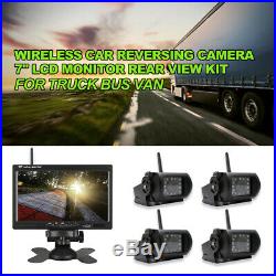 CAR REAR VIEW KIT for Bus Truck 7 LCD MONITOR + 4x IR REVERSING CAMERA WIRELESS