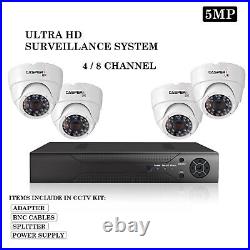CASPERi 5MP WHITE CAMERA HD NIGHT VISION OUTDOOR DVR HOME SECURITY SYSTEM KIT