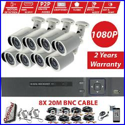 CCTV 8CH HD 2.4MP 1080P OUTDOOR Home Surveillance Security Cameras System Kit