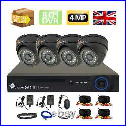CCTV Kit 4MP Plug and Play HD 1080P AHD 4 Dome Grey Cameras System 8 Channel DVR