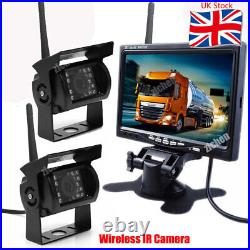 Caravan Trailer Truck Dual Wireless Reversing Camera Kit 7 HD Rear View Monitor