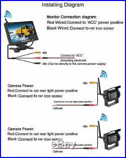 Caravan Trailer Truck Wireless Dual Reversing Camera Rear View Kit 7 HD Monitor