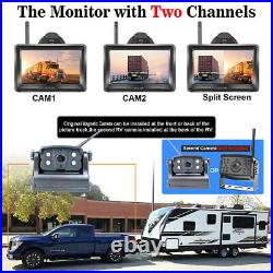 Digital Wireless 5''2CH Monitor Magnetic 2-Split Backup RearView Recharge Camera
