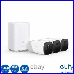 EufyCam 2 1080p Full HD CCTV Cameras, 3 Camera Kit with HomeBase 2